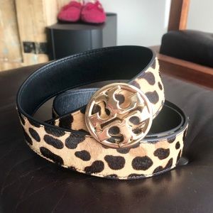 TORY BURCH GOLD CHEETAH PRINT BELT REVERSIBLE